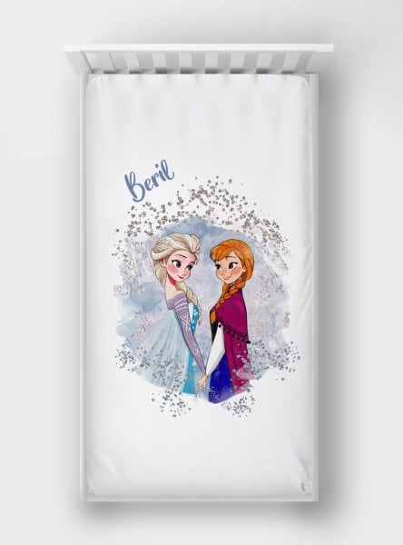 Dijital Baskılı Tek Kişilik Lastikli Çarşaf Elsa Anna