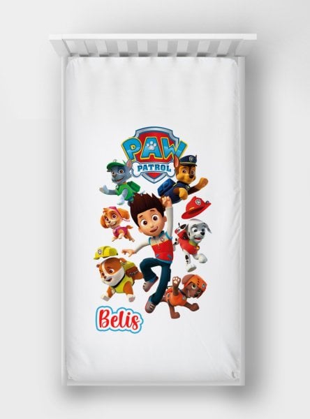 Dijital Baskılı Tek Kişilik Lastikli Çarşaf Paw Patrol