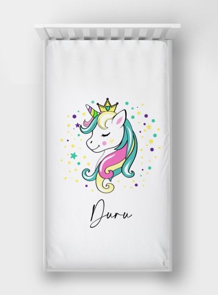 Dijital Baskılı Tek Kişilik Lastikli Çarşaf Unicorn