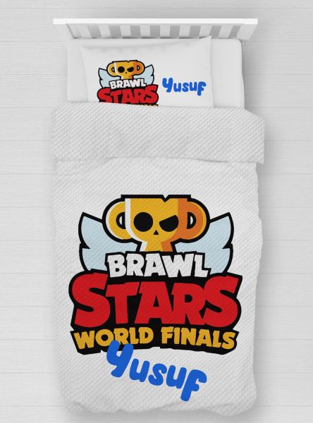 Kişiye Özel %100 Pamuk Tek Kişilik Pike Seti Brawl Stars