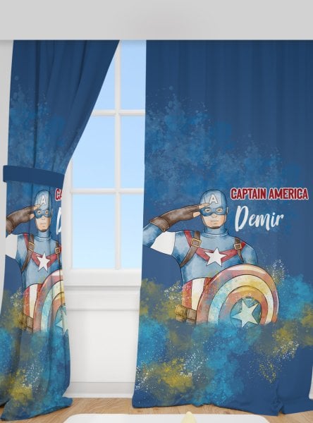 Kişiye Özel Baskılı Fon Perde Captain America