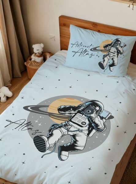 Kişiye Özel Tek Kişilik Nevresim Takımı Astronot