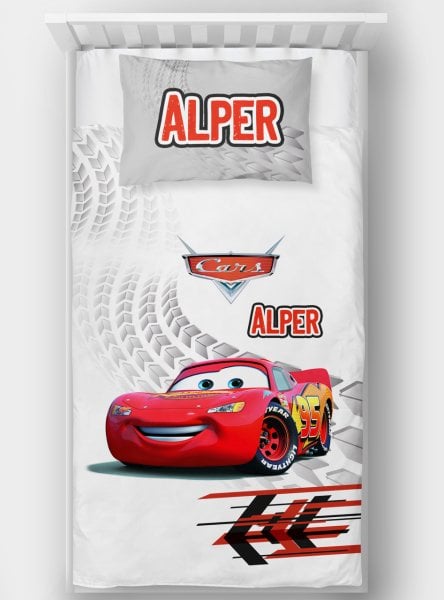 Kişiye Özel Tek Kişilik Yatak Örtüsü Şimşek McQueen Cars
