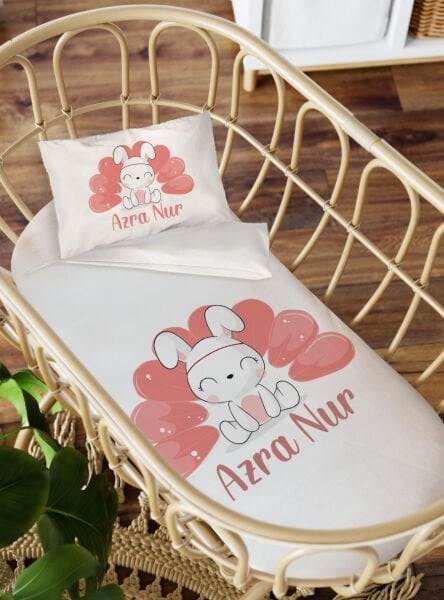 Anne Yanı Beşik Nevresim Takımı Tavşan