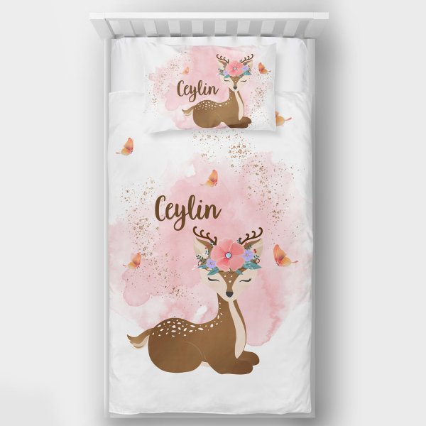 Kişiye Özel Tek Kişilik Yatak Örtüsü Bambi