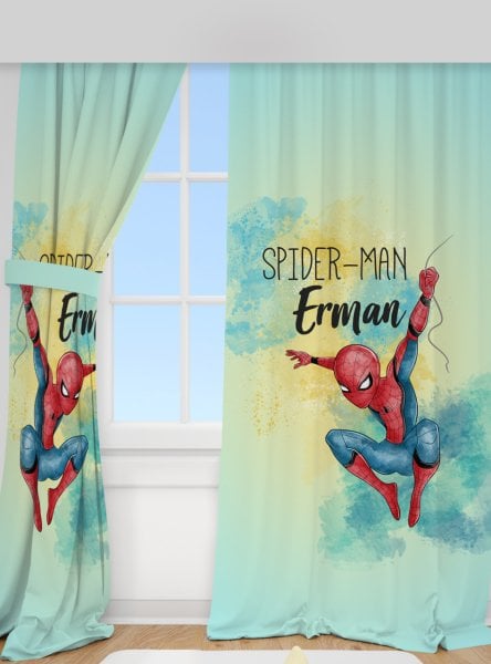 Kişiye Özel Baskılı Fon Perde Spider Man