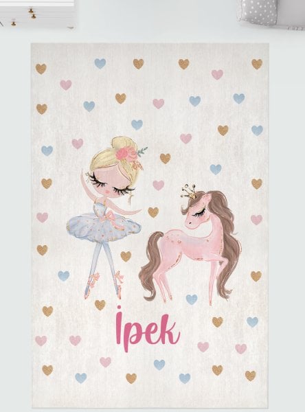 Kişiye Özel Dijital Baskı Halı Unicorn ve Balerin