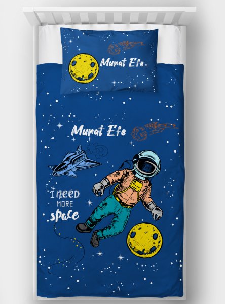 Kişiye Özel Tek Kişilik Yatak Örtüsü Astronot