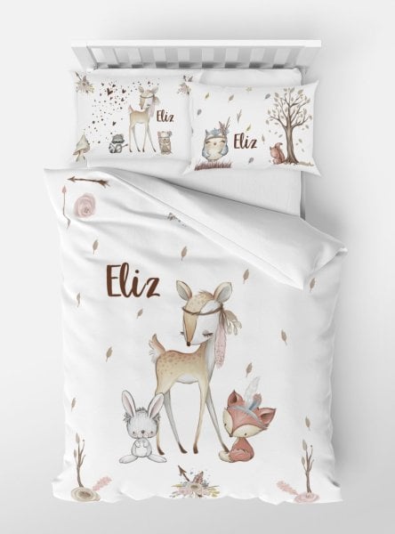 Kişiye Özel Tek Kişilik Micro Saten Nevresim Bambi