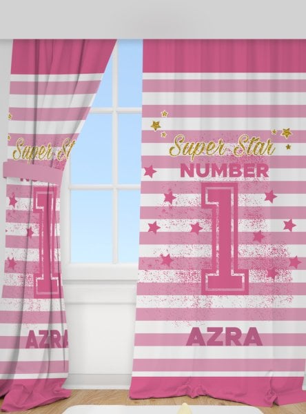 Kişiye Özel Baskılı Fon Perde Number