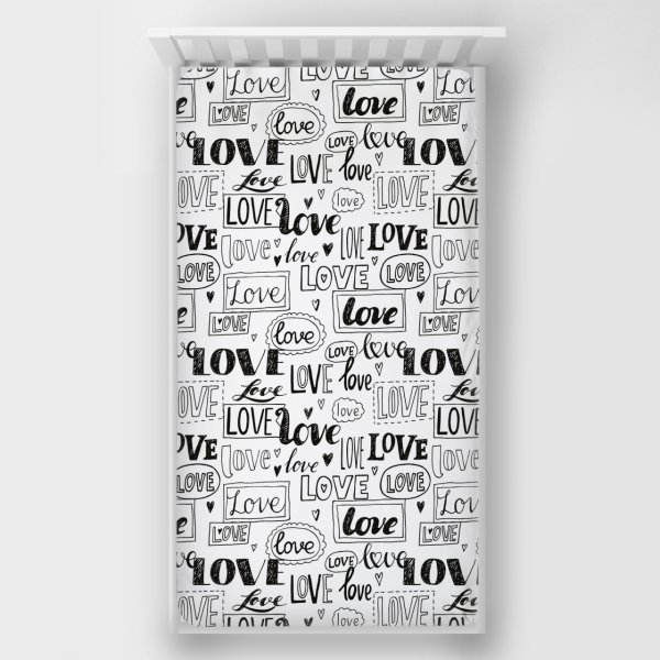 Dijital Baskılı Tek Kişilik Lastikli Çarşaf Love