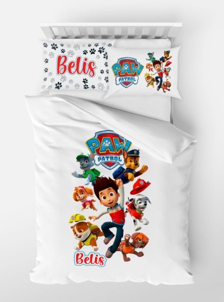 Kişiye Özel Tek Kişilik Micro Saten Nevresim Paw Patrol