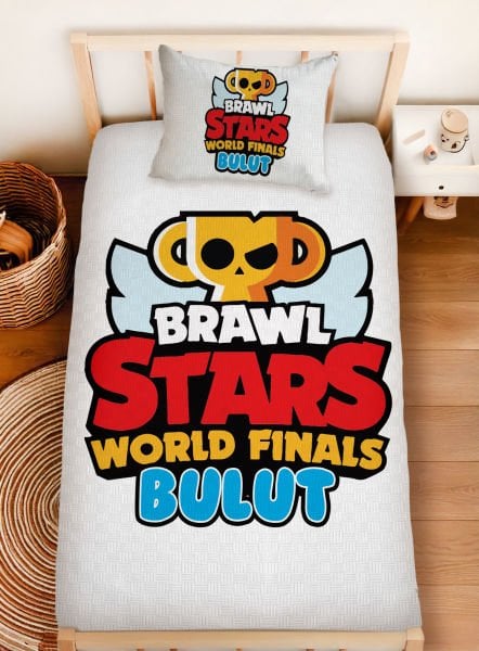Kişiye Özel %100 Pamuk Tek Kişilik Pike Seti Brawl Stars